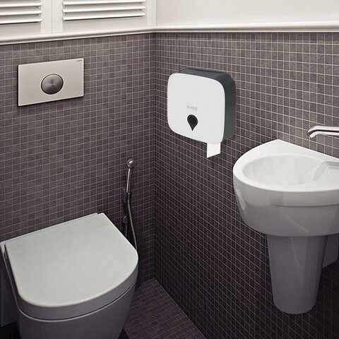 Диспенсер для туалетной бумаги ULTRA LAIMA PROFESSIONAL (Система T2), малый, белый, ABS-пластик, 606835