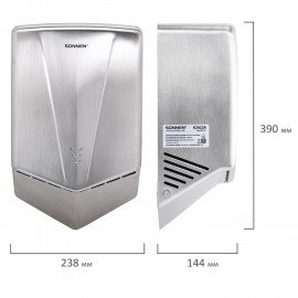 Сушилка для рук ВЫСОКОСКОРОСТНАЯ АНТИВАНДАЛЬНАЯ SONNEN K2022A, 1300Вт, 150м/с, IPX1, 72дБ, нержавеющая сталь, 607191