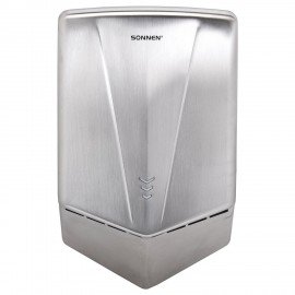 Сушилка для рук ВЫСОКОСКОРОСТНАЯ АНТИВАНДАЛЬНАЯ SONNEN K2022A, 1300Вт, 150м/с, IPX1, 72дБ, нержавеющая сталь, 607191
