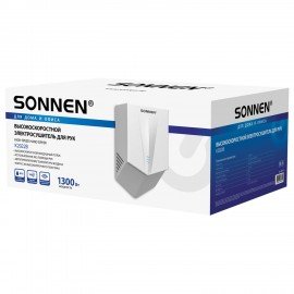 Сушилка для рук ВЫСОКОСКОРОСТНАЯ SONNEN K2022B, 1300Вт, 150м/с, IPX1, 72дБ, белая, пластиковый корпус, 607192