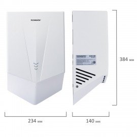 Сушилка для рук ВЫСОКОСКОРОСТНАЯ SONNEN K2022B, 1300Вт, 150м/с, IPX1, 72дБ, белая, пластиковый корпус, 607192