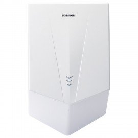 Сушилка для рук ВЫСОКОСКОРОСТНАЯ SONNEN K2022B, 1300Вт, 150м/с, IPX1, 72дБ, белая, пластиковый корпус, 607192