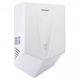 Сушилка для рук ВЫСОКОСКОРОСТНАЯ SONNEN K2022B, 1300Вт, 150м/с, IPX1, 72дБ, белая, пластиковый корпус, 607192