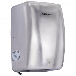 Сушилка для рук ВЫСОКОСКОРОСТНАЯ АНТИВАНДАЛЬНАЯ SONNEN K2020, 1000Вт, 100м/с, IPX3, 72дБ, нержавеющая сталь, 607193