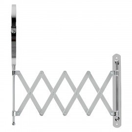 Зеркало настенное BRABIX, диаметр 17 см, двусторонее, с увеличением, нержавеющая сталь, выдвижное (гармошка), 607420