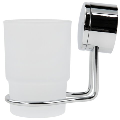 Стакан для туалетных принадлежностей LAIMA, хромированная сталь/стекло, крепление к стене, 607429