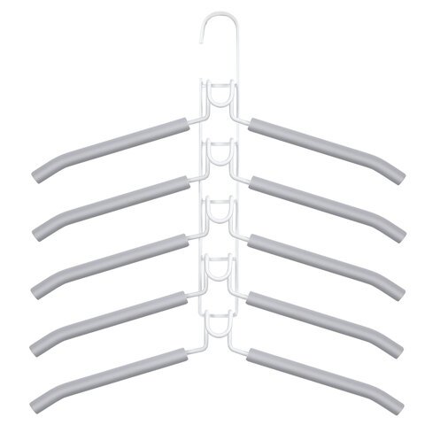 Вешалка-плечики трансформер, 5 плечиков, металл с покрытием, белые, BRABIX ULTRA, 607475