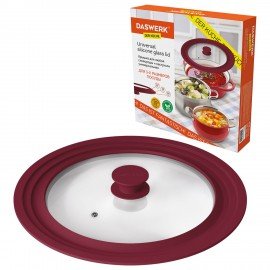 Крышка для любой сковороды и кастрюли универсальная 3 размера (22-24-26 см) бордовая, DASWERK, 607587