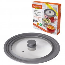 Крышка для любой сковороды и кастрюли универсальная 3 размера (22-24-26 см) серая, DASWERK, 607588