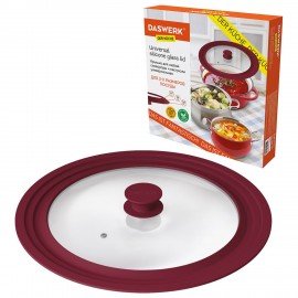 Крышка для любой сковороды и кастрюли универсальная 3 размера (24-26-28 см) бордовая, DASWERK, 607590