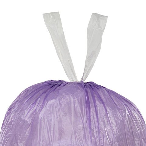 Мешки для мусора с завязками LAIMA "ULTRA" 35 л, фиолетовые, в рулоне 20 шт., прочные, ПНД 13 мкм, 50х60 см, 607685