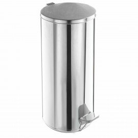 Урна для мусора с педалью 50 литров, УСИЛЕННОЕ, кольцо под мешок, хром, нержавеющая сталь, ТИТАН