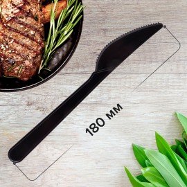 Нож одноразовый пластиковый 180 мм, черный, КОМПЛЕКТ 50 шт., ЭТАЛОН, WELDAY, 607841