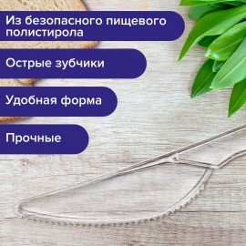 Нож одноразовый пластиковый 180 мм, прозрачный, КОМПЛЕКТ 50 шт., ЭТАЛОН, WELDAY, 607843