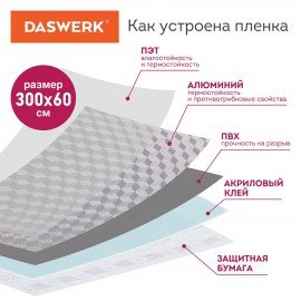 Самоклеящаяся пленка, алюминиевая фольга защитная для кухни/дома, 0,6х3 м, серебро, кубы, DASWERK, 607848