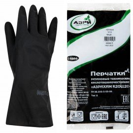 Перчатки резиновые технические кислотощелочестойкие КЩС Тип-2, АЗРИ, размер 8, М (средний), К20Щ20