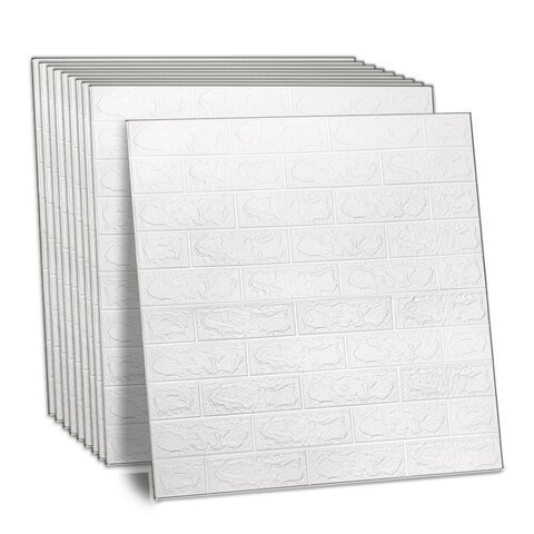 Панели для стен / стеновые панели 3D самоклеящиеся, "Белый кирпич", 10 шт., 70х77 см, DASWERK, 607988