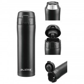 Термокружка 470 мл из нержавеющей стали SUS304, безграничный черный матовый, LAIMA, 608080