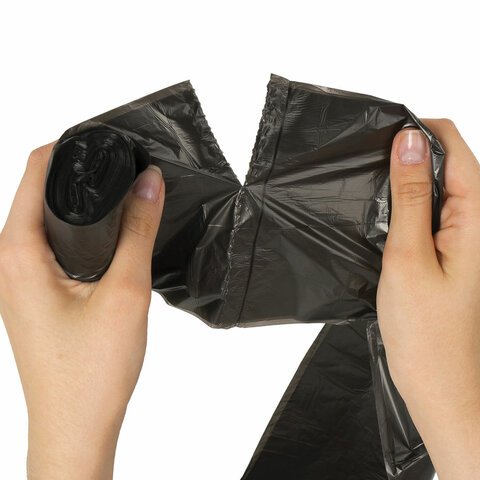 Мешки для мусора 30 л черные, в рулоне 30 шт., ПНД 7 мкм, 48х55 см, ЛЮБАША, 608089