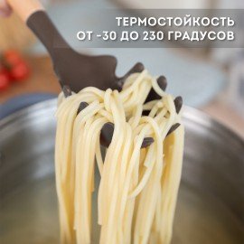 Набор силиконовых кухонных принадлежностей с деревянными ручками 12 в 1, серо-коричневый, DASWERK, 608195