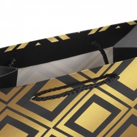Пакет подарочный (1 штука) 18x10x23 см, ЗОЛОТАЯ СКАЗКА "Gold Luxury", тиснение фольгой, чёрный, 608248