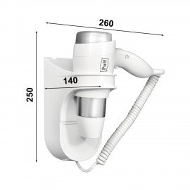 Фен для волос настенный PUFF-1600, 1600 Вт, пластик, 2 скорости, белый, 1405.003
