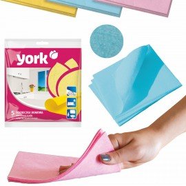 Салфетки ВИСКОЗНЫЕ универсальные, 35х35 см, КОМПЛЕКТ 5 шт., 85 г/м2, YORK, 20020