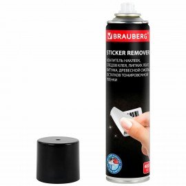 Удалитель наклеек, этикеток, следов клея, битума, антискотч-спрей BRAUBERG SUPER, 400 мл, 608433