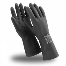 Перчатки неопреновые MANIPULA ХИМОПРЕН, хлопчатобумажное напыление, К80/Щ50, размер 8-8,5 (M), черные, CG-973