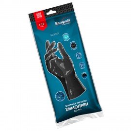 Перчатки неопреновые MANIPULA ХИМОПРЕН, хлопчатобумажное напыление, К80/Щ50, размер 10-10,5 (XL), черные, CG-973