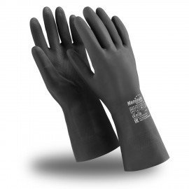 Перчатки неопреновые MANIPULA ХИМОПРЕН, хлопчатобумажное напыление, К80/Щ50, размер 10-10,5 (XL), черные, CG-973