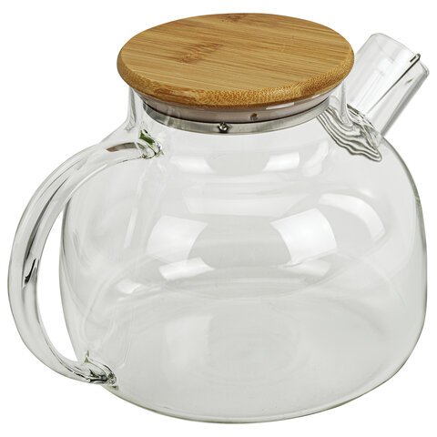 Чайник заварочный 900 мл "Бочонок", жаропрочное стекло, спиральное сито, DASWERK, 608644