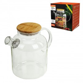 Чайник заварочный 1500 мл "Бочонок", жаропрочное стекло, спиральное сито, DASWERK, 608645