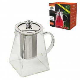 Чайник заварочный 950 мл, жаропрочное стекло, металлическая колба-заварник, DASWERK, 608647