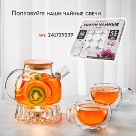 Чайник заварочный 950 мл, жаропрочное стекло, металлическая колба-заварник, DASWERK, 608647