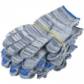 Перчатки хлопчатобумажные плотные, КОМПЛЕКТ 100 ПАР, 10 класс, 50-52 г, 133 текс, ПВХ-точка LAIMA ЛЮКС 2, СЕРЫЕ, 608679