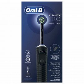 Зубная щетка электрическая ORAL-B (Орал-би) Vitality Pro, ЧЕРНАЯ, 1 насадка, 80367641