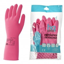 Перчатки латексные КЩС, сверхпрочные, плотные, хлопковое напыление, размер 7,5-8 M, средний, красные, HQ Profiline, 73582