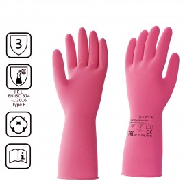 Перчатки латексные КЩС, сверхпрочные, плотные, хлопковое напыление, размер 9,5-10, XL (очень большой), красные, HQ Profiline,73588