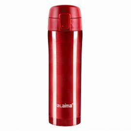 Термокружка 470 мл из нержавеющей стали SUS304, взрывной тёмно-красный металлик, LAIMA, 608822