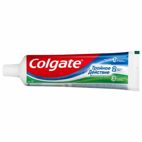 Зубная паста 100 мл COLGATE "Натуральная мята", тройное действие, с фторидом, 7891024128992