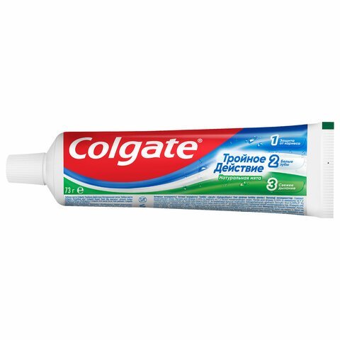 Зубная паста 50 мл COLGATE "Натуральная мята", тройное действие, с фторидом, 7891024128954