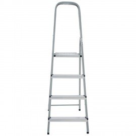 Стремянка сталь / алюминий 4 ступени, высота площадки 0,81м, дуга 0,6м, площадка 26х26см, до 150кг, вес 5,2кг НОВАЯ ВЫСОТА, 1130104