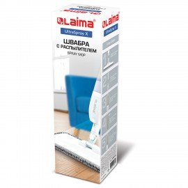 Швабра с распылителем UltraSpray X, 2 насадки из микрофибры объемный ворс, скребок, LAIMA, 609143
