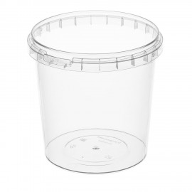 Банка с крышкой 1000мл пластиковая под пресервы с контрольным замком, диаметр 122мм ВЗЛП, ШК5896, 1217КП