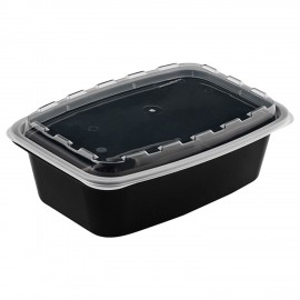 Контейнер одноразовый 1000мл С КРЫШКОЙ 211х146мм черный/прозрачный, ПП, ВЗЛП, ШК4950, 1266Ч