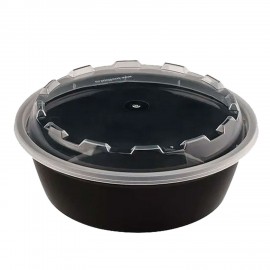 Контейнер одноразовый 530мл С КРЫШКОЙ круглый d152мм черный/прозрачный, ПП, ВЗЛП, ШК0815, 1264Ч