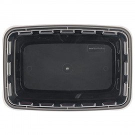 Контейнер одноразовый 830мл С КРЫШКОЙ 207х140мм черный/прозрачный, ПП, ВЗЛП, ШК0792, 1261Ч