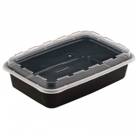 Контейнер одноразовый 830мл С КРЫШКОЙ 207х140мм черный/прозрачный, ПП, ВЗЛП, ШК0792, 1261Ч