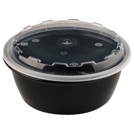 Контейнер одноразовый 950мл С КРЫШКОЙ круглый d172мм черный/прозрачный, ПП, ВЗЛП, ШК0, 1265Ч